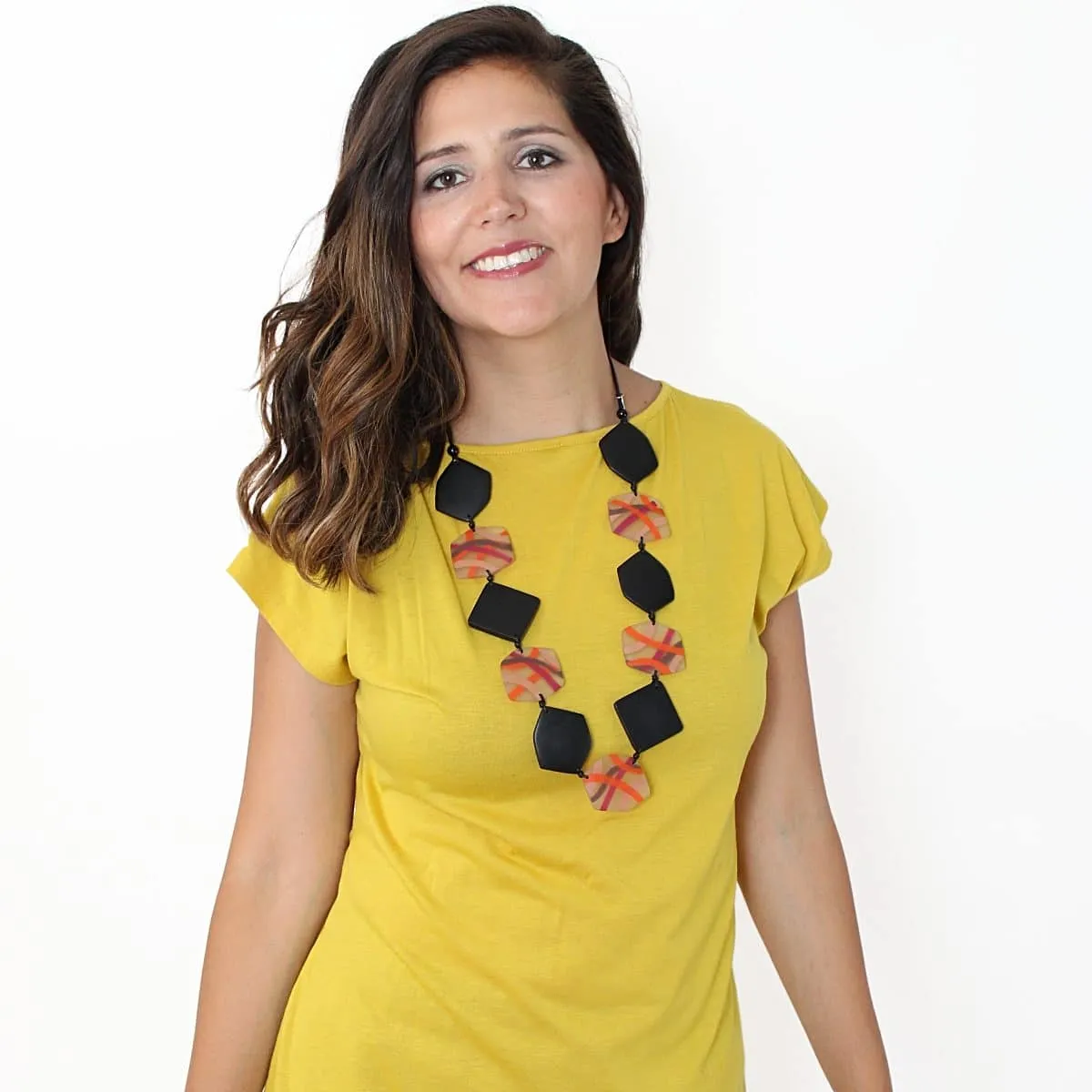 Black and Orange Evelyn Statement Necklace