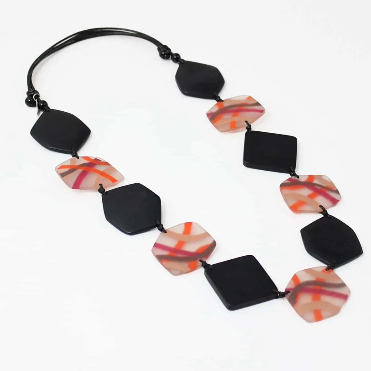 Black and Orange Evelyn Statement Necklace