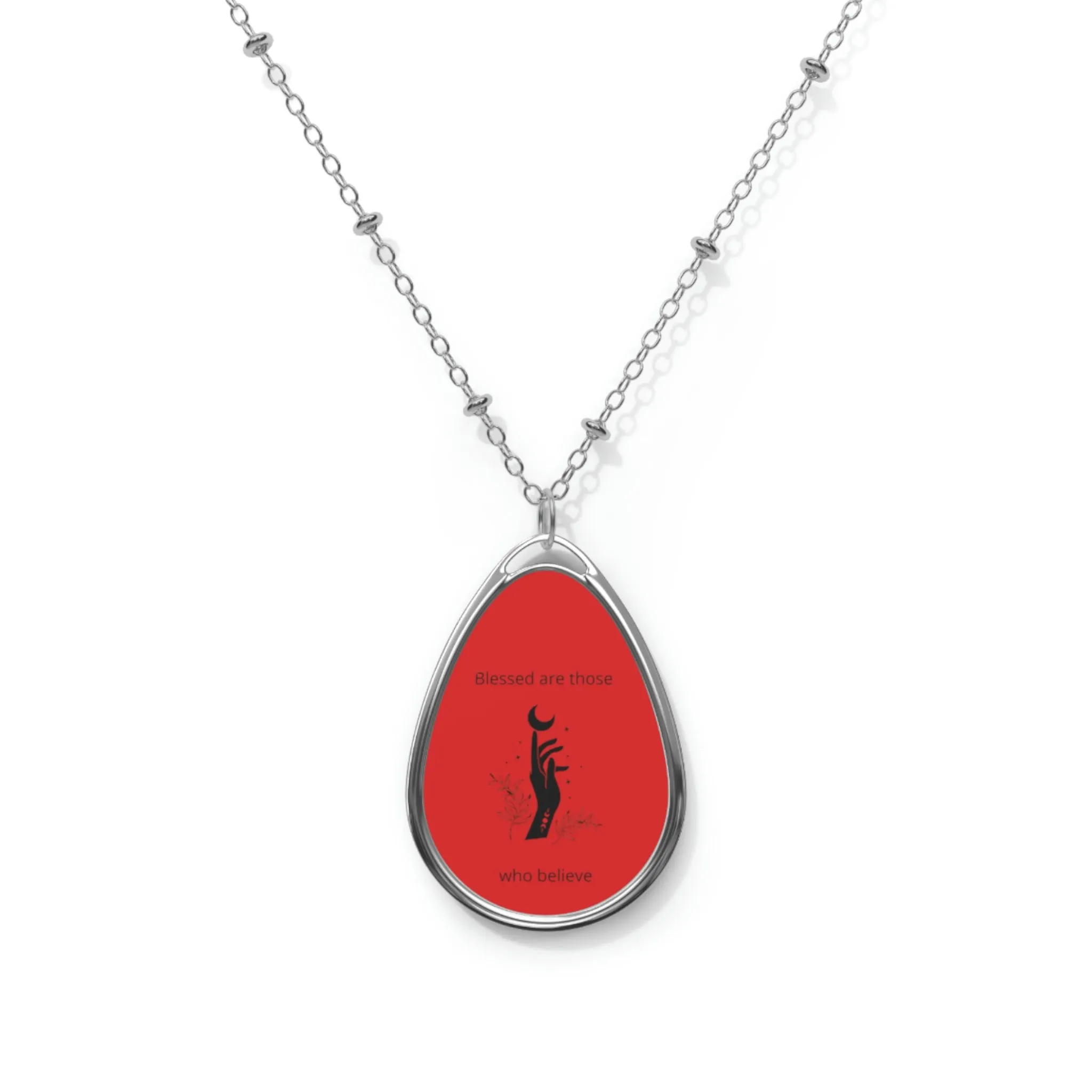 Blessed Oval Necklace - red