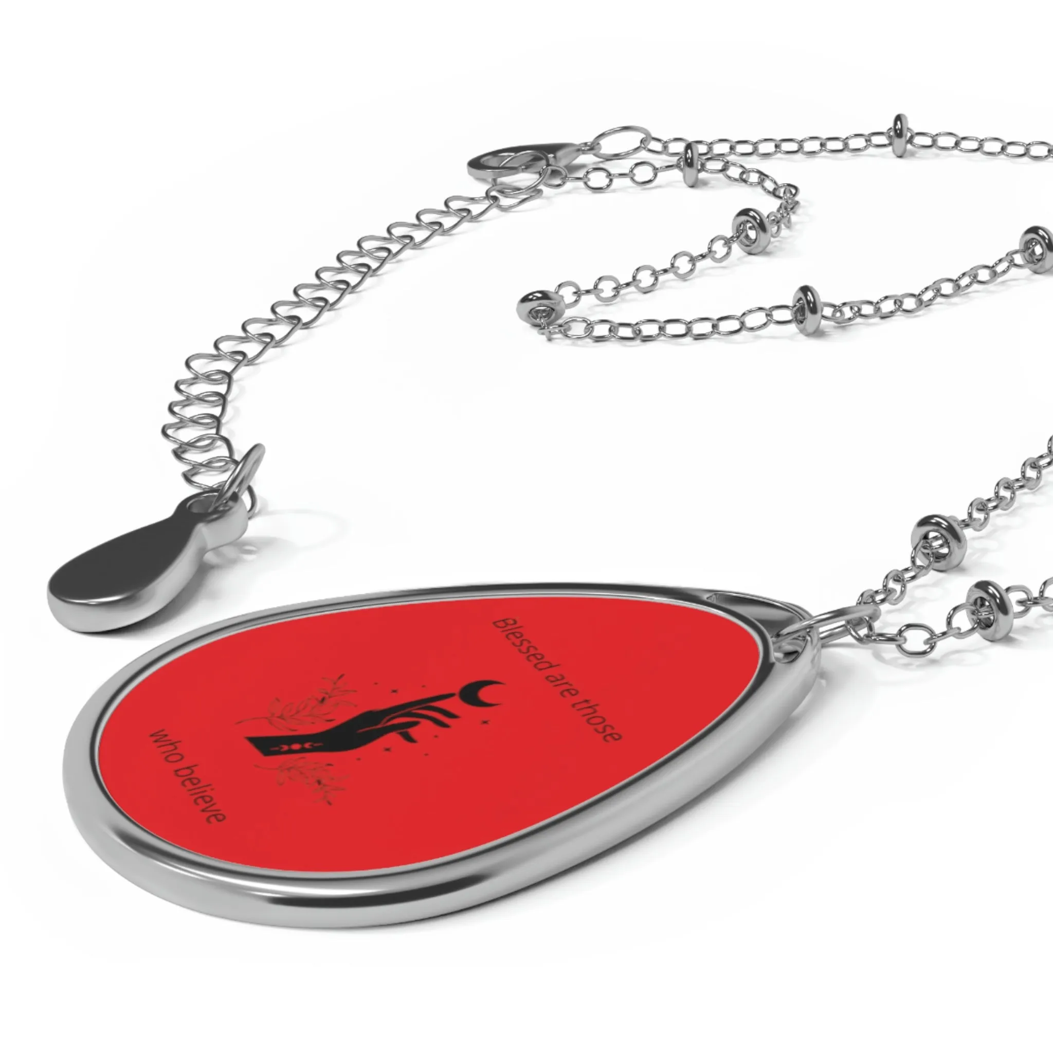 Blessed Oval Necklace - red