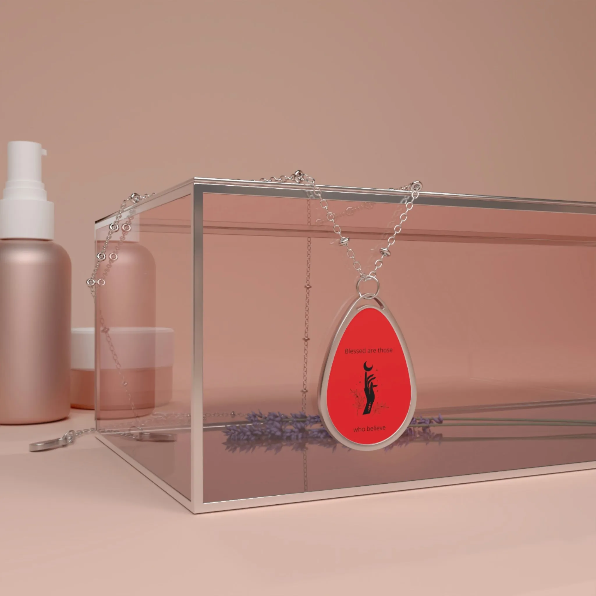 Blessed Oval Necklace - red