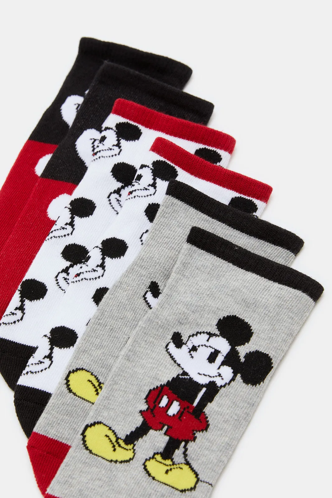 Boys Assorted Mickey Mouse Print Ankle Socks (3 Pairs)