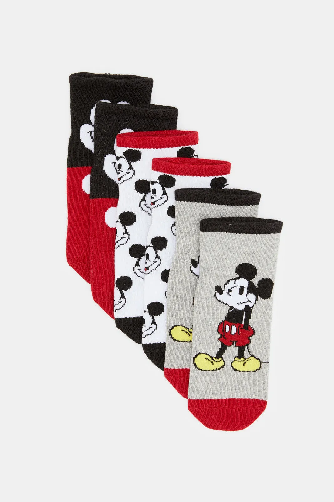 Boys Assorted Mickey Mouse Print Ankle Socks (3 Pairs)