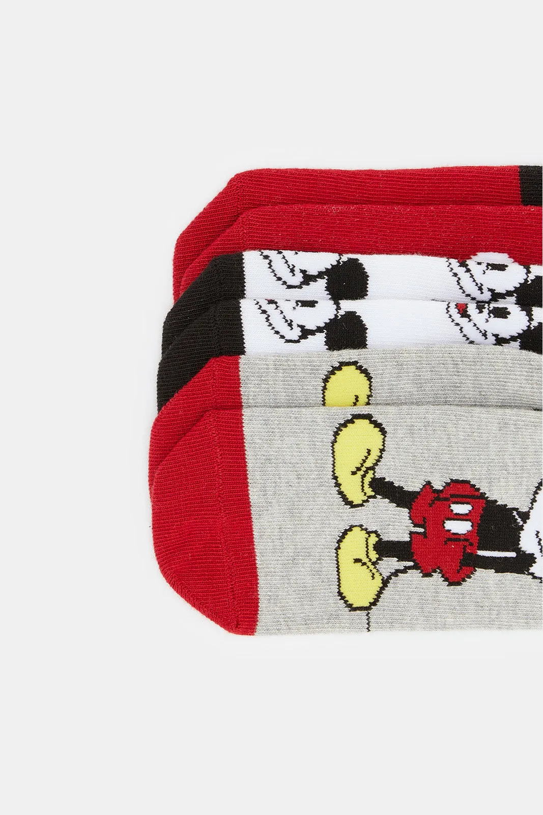 Boys Assorted Mickey Mouse Print Ankle Socks (3 Pairs)