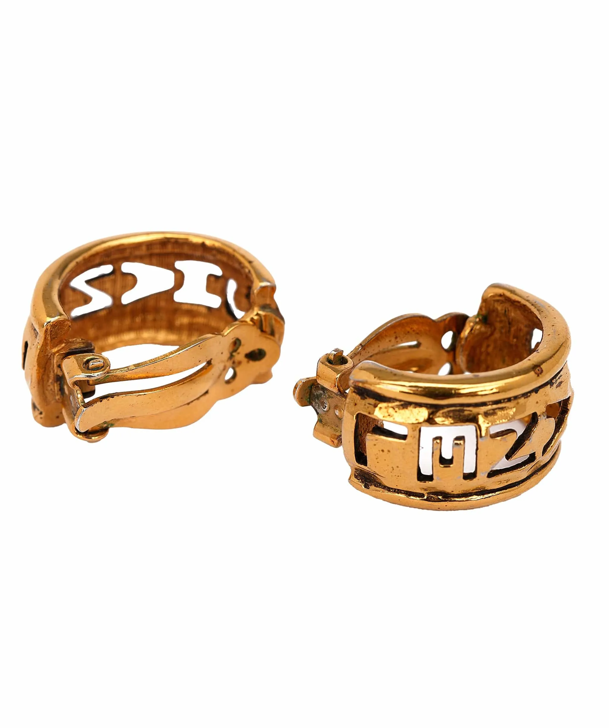 Chanel Logo Cutout Clip On Hoops  AVC2037