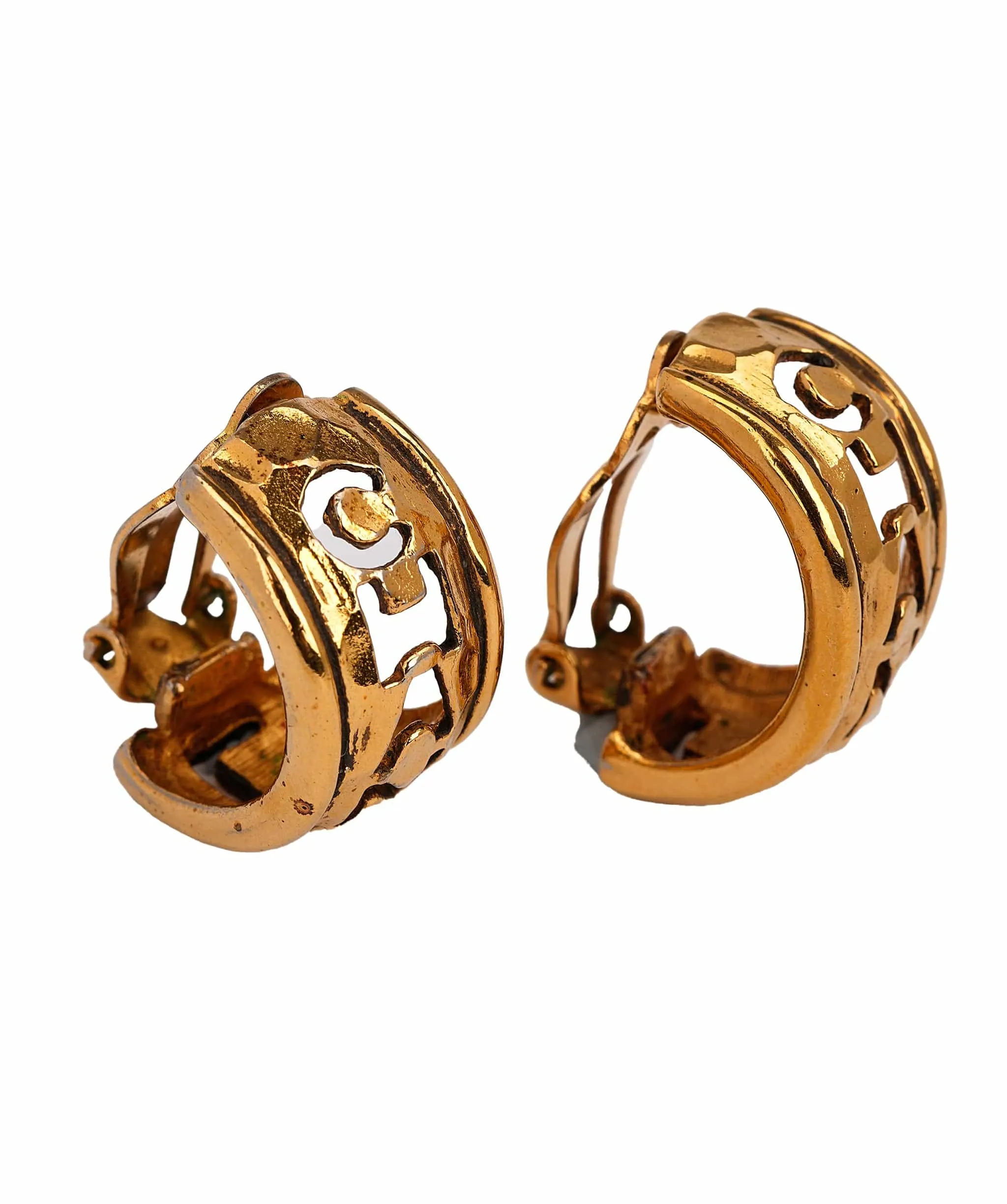 Chanel Logo Cutout Clip On Hoops  AVC2037