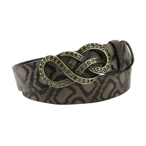 Choc Tone Python Texture Supple Crystal Belt