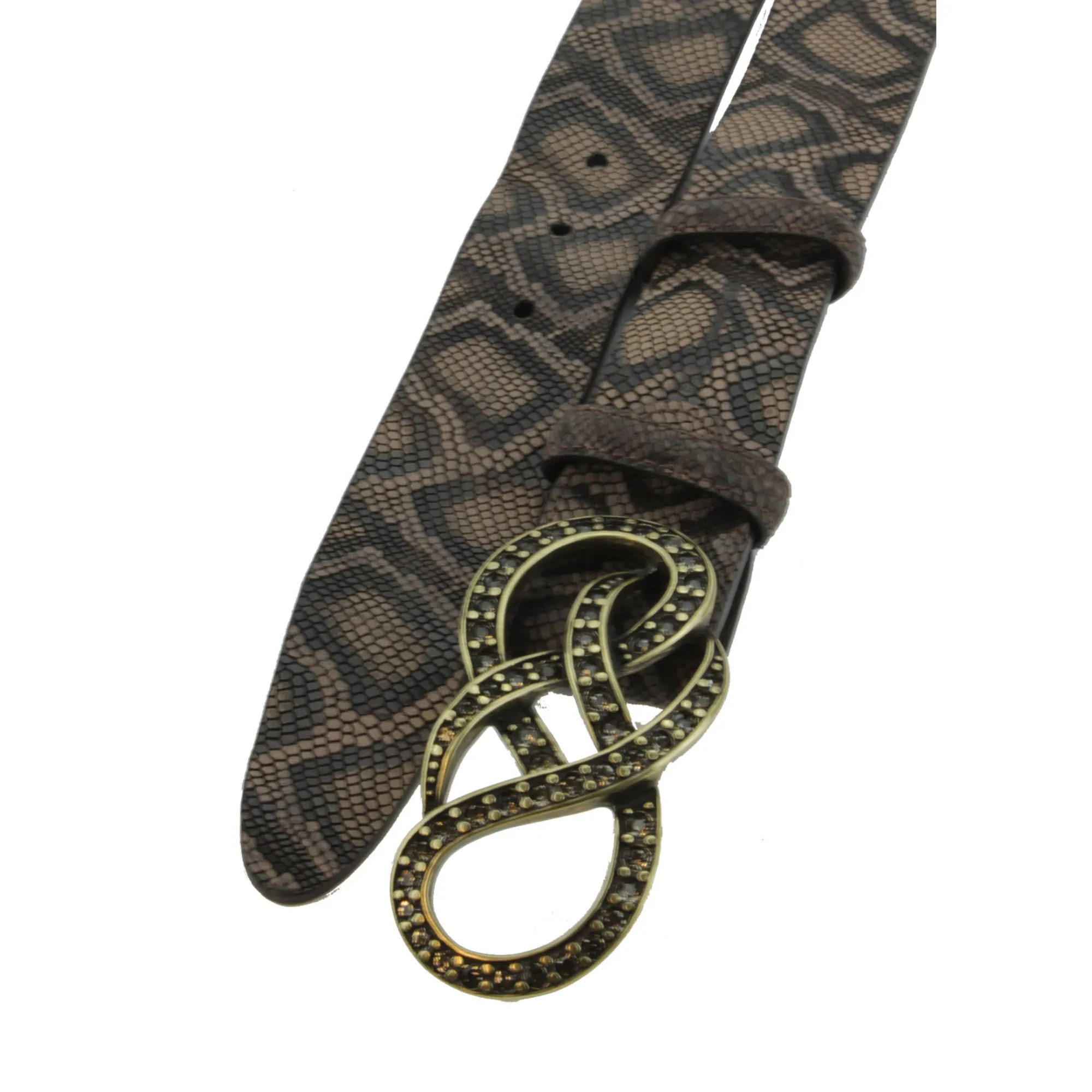 Choc Tone Python Texture Supple Crystal Belt