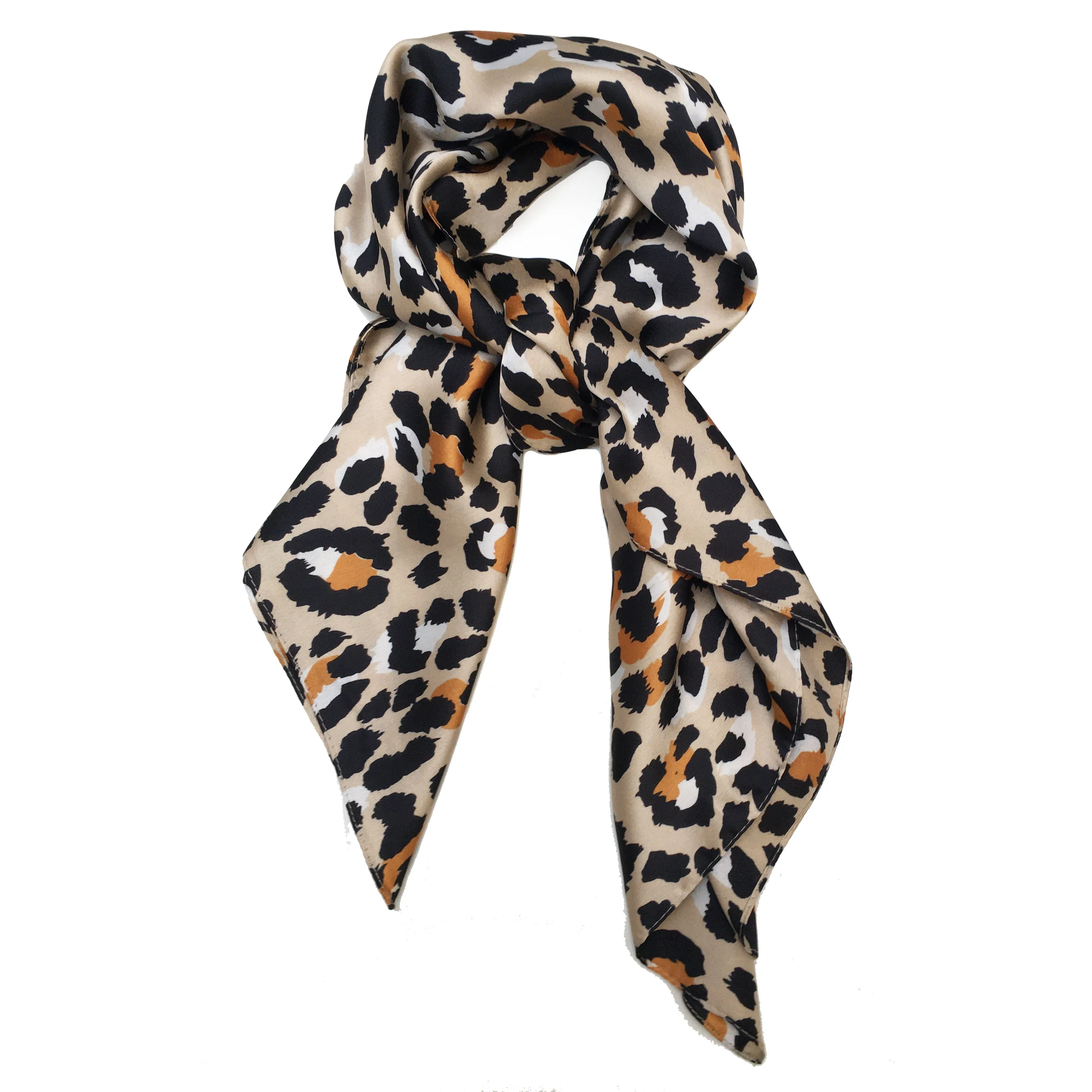 Classic Leopard Animal Print Scarf Thin Silky Womens Summer Spring