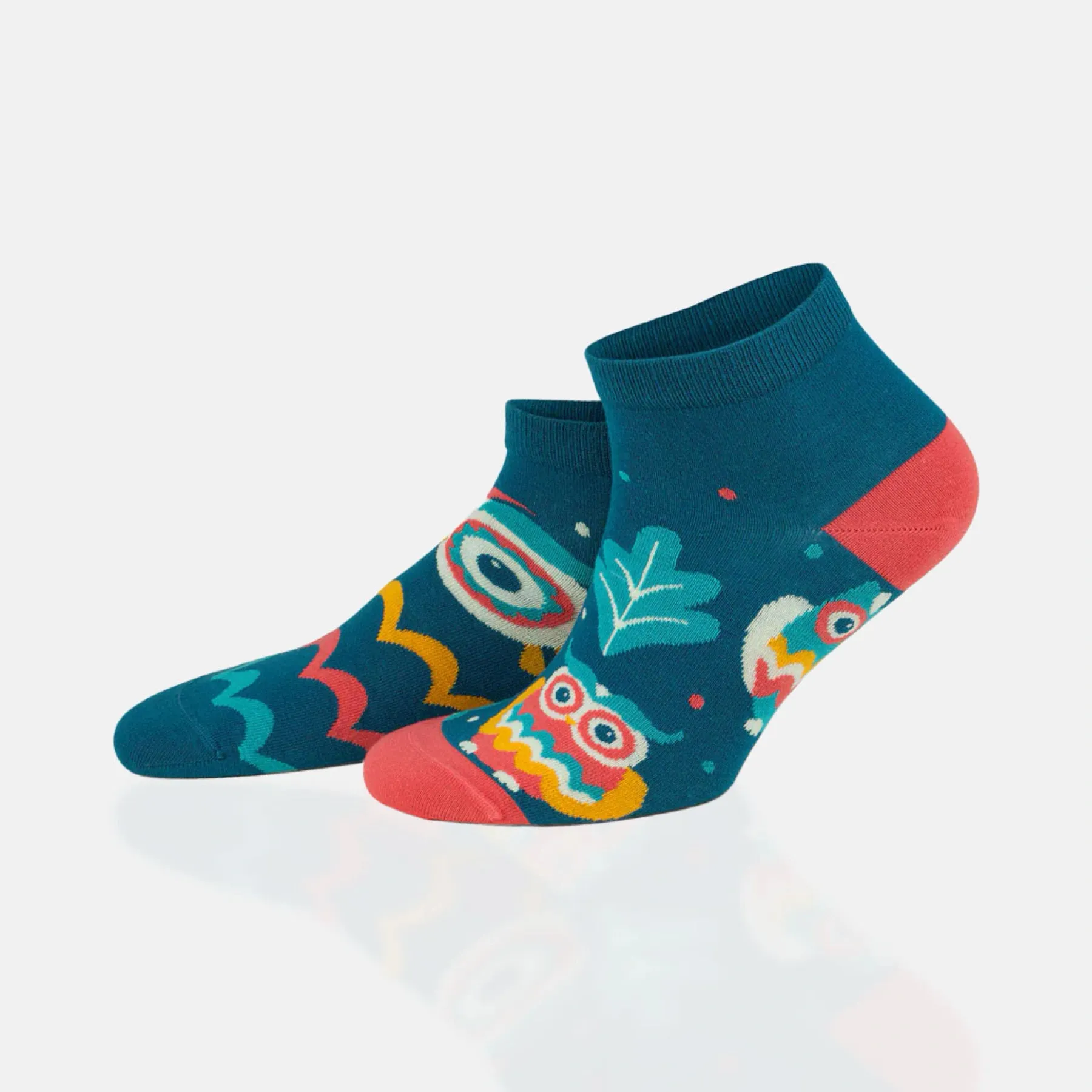 Cotton, Mismatched, Colourful 'Wise Owl' Ankle Socks