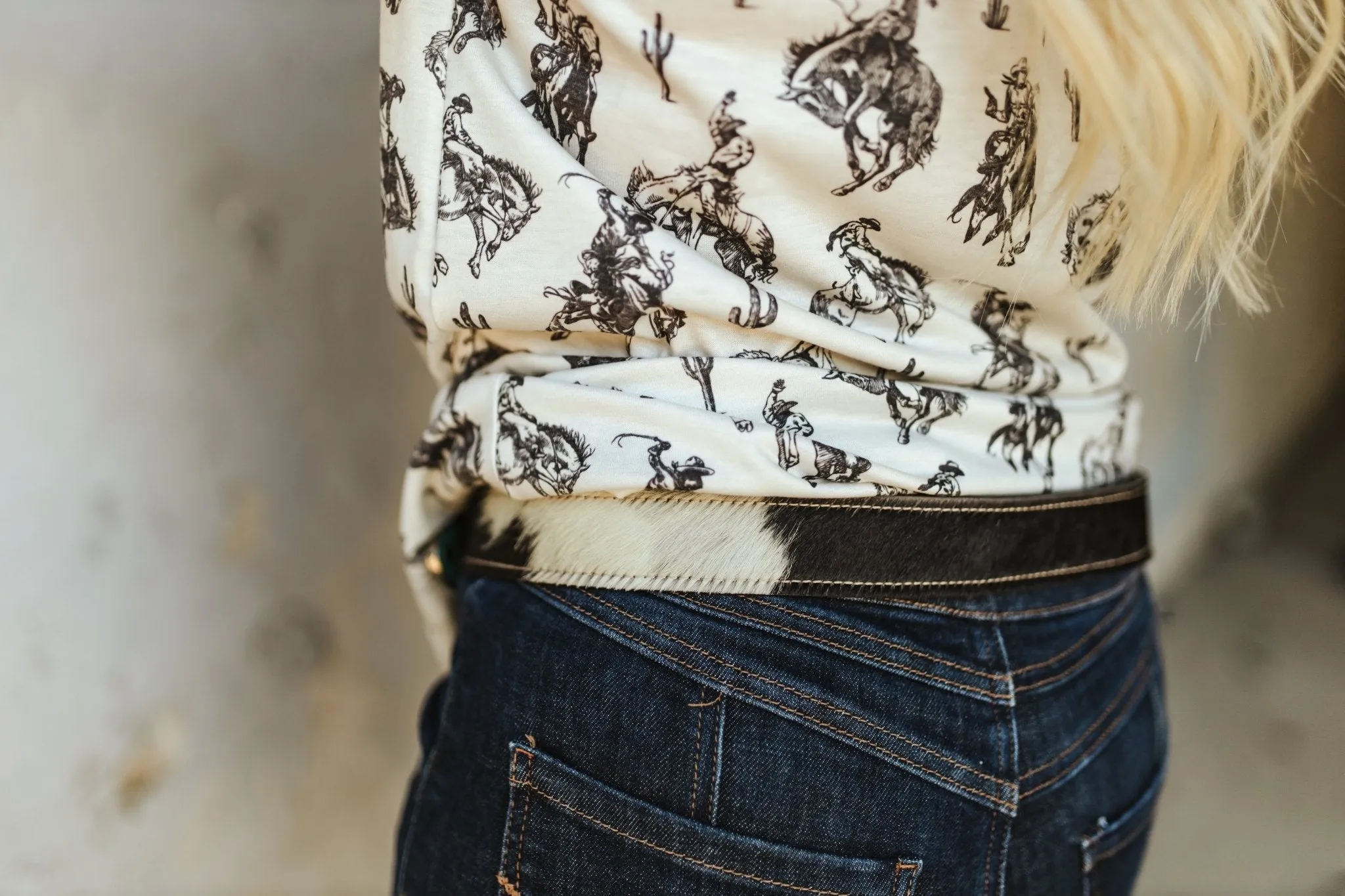 Cowhide Hair On Leather Belt