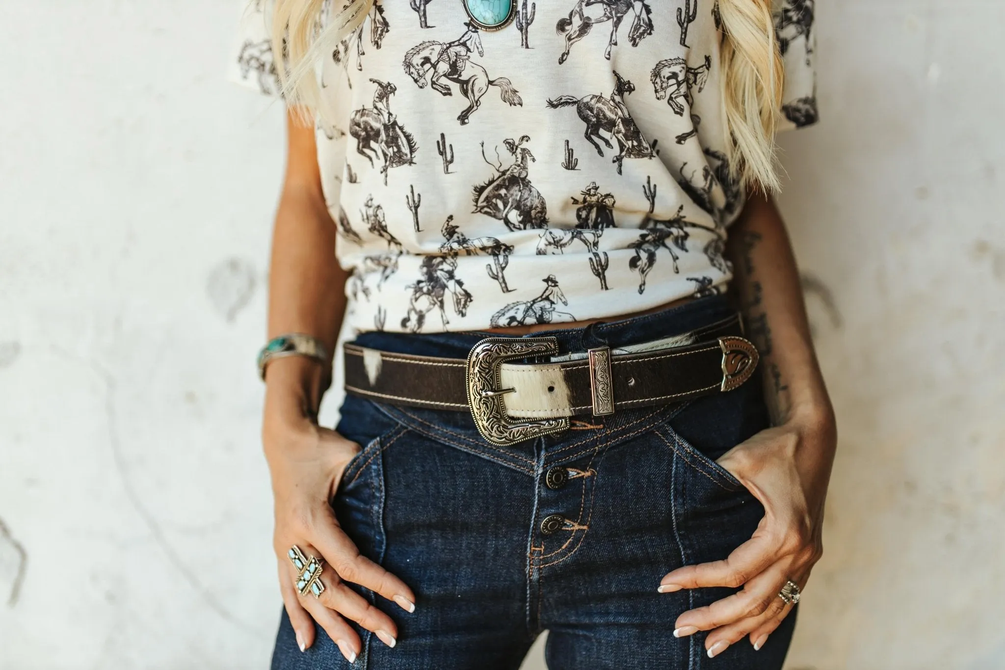 Cowhide Hair On Leather Belt