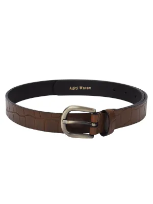 Croco embossed tan Women's Belt