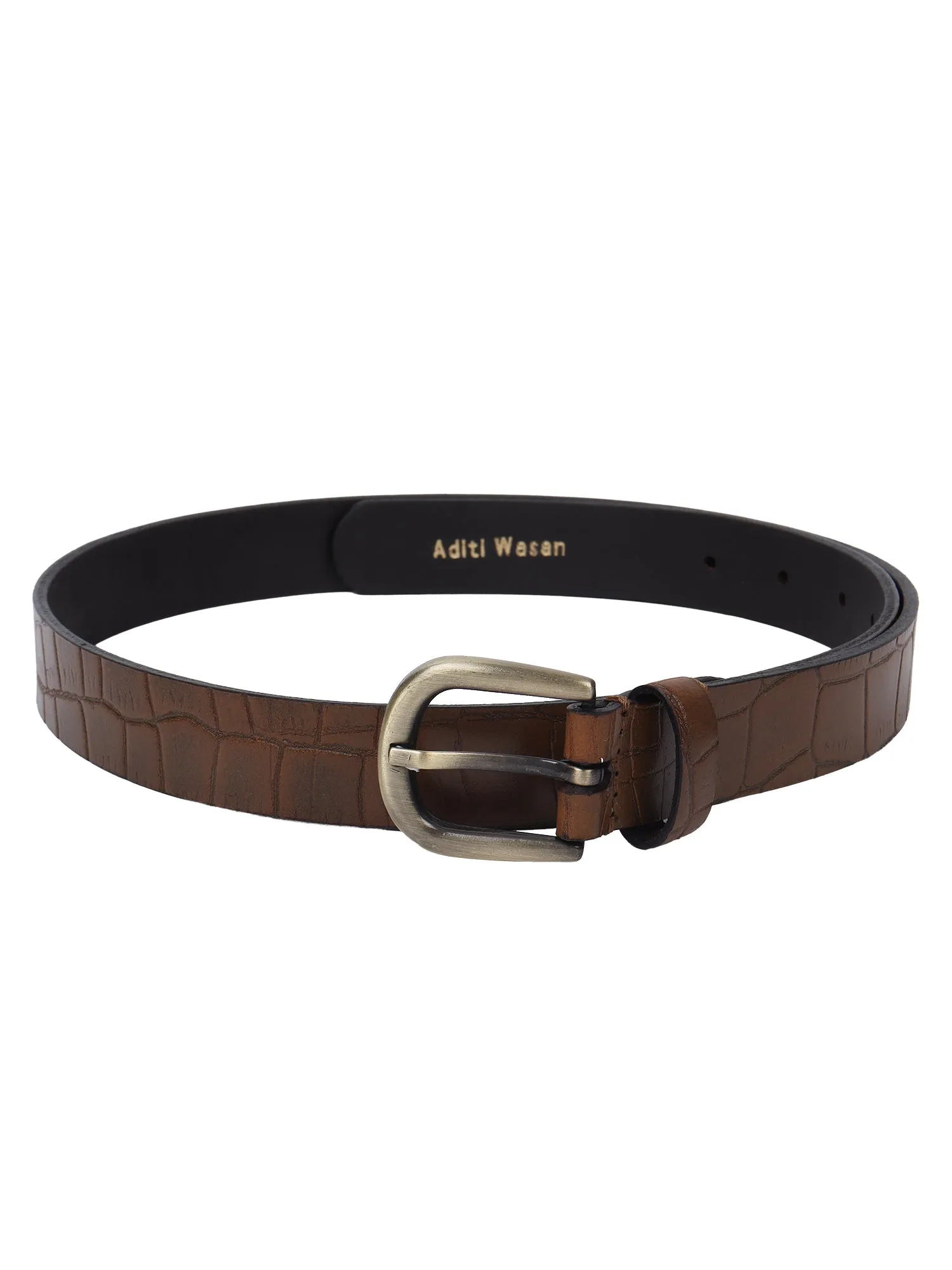 Croco embossed tan Women's Belt