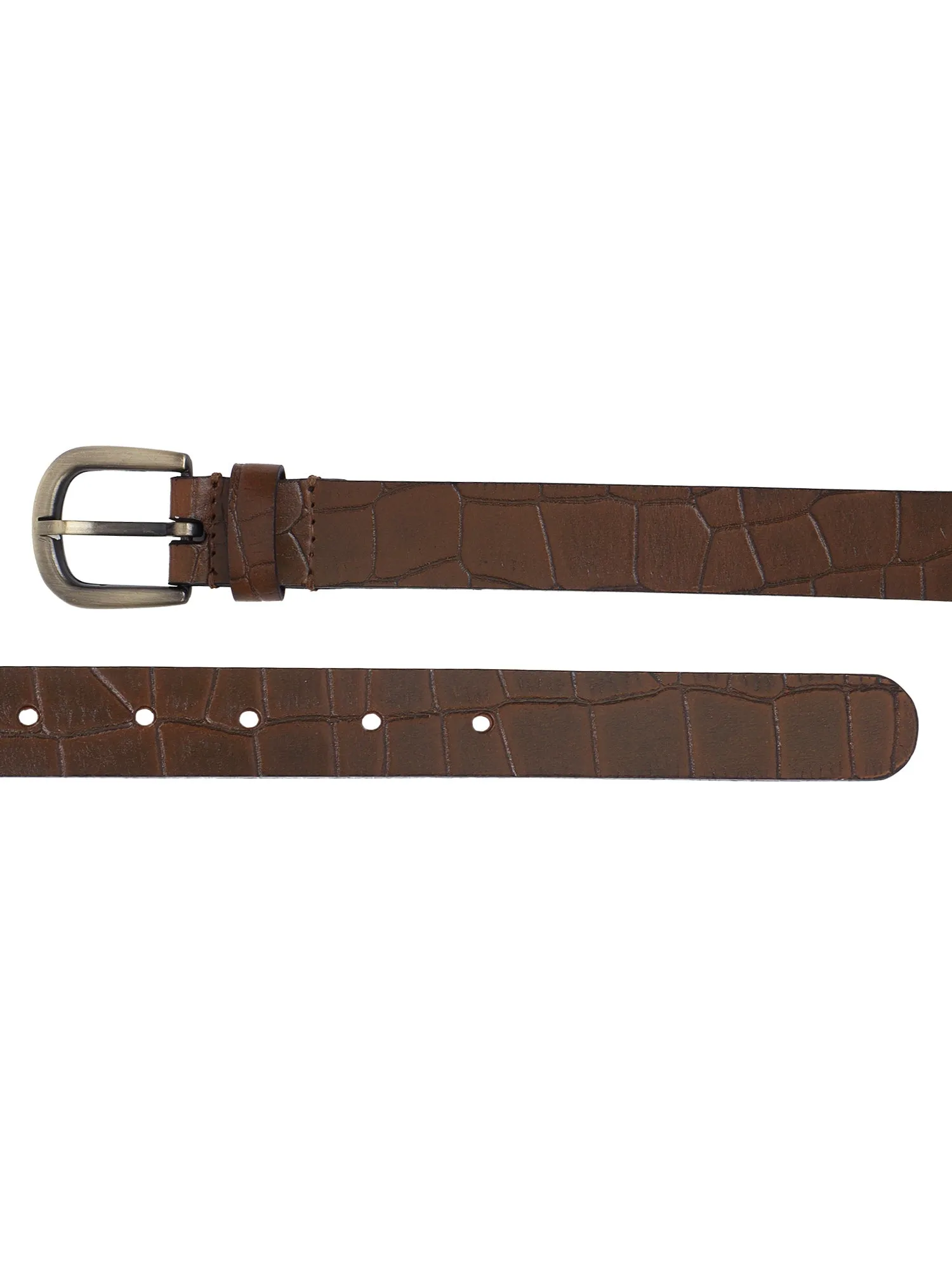 Croco embossed tan Women's Belt
