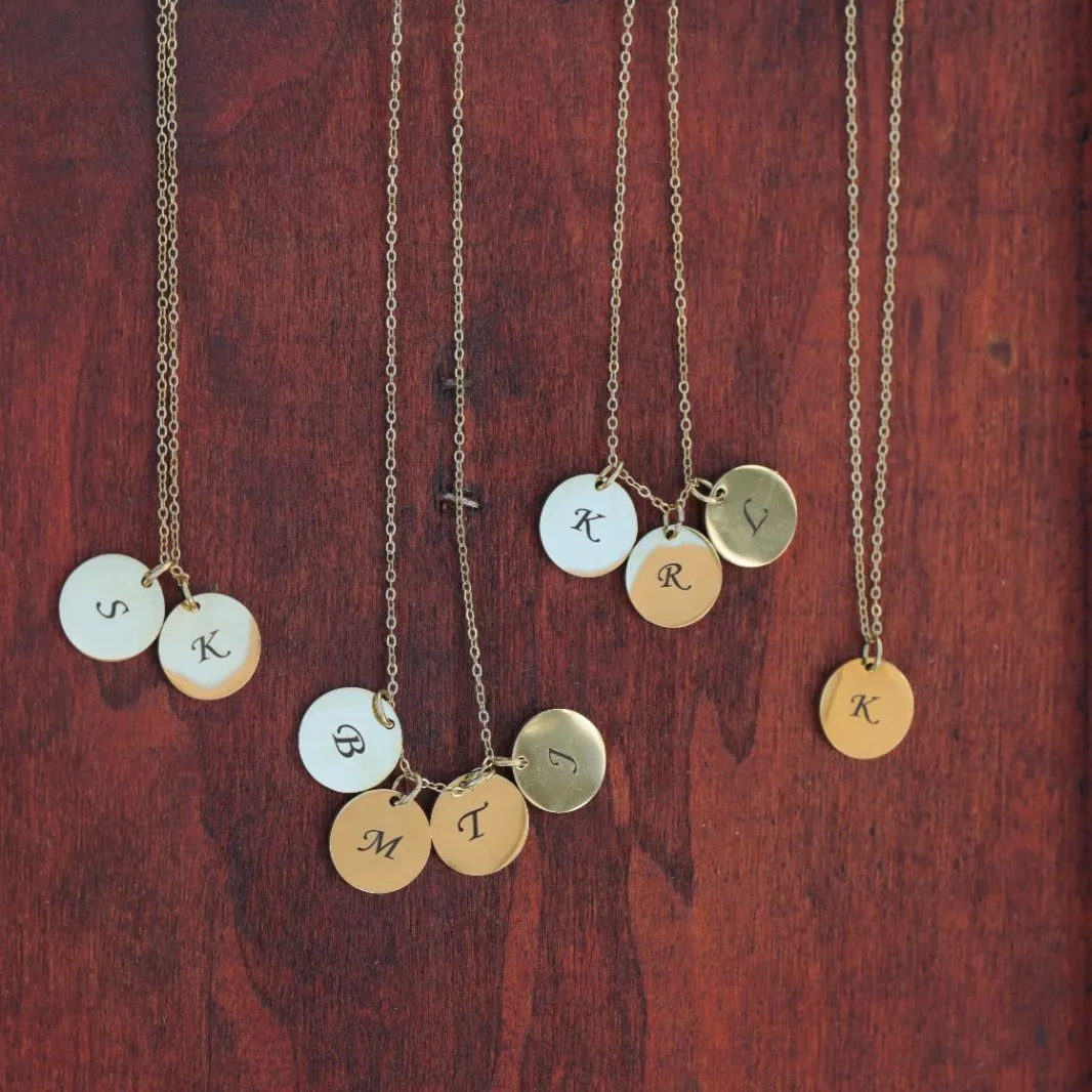 Custom Necklace | Personalized Discs Necklace | Engraved Necklace | Initial Necklace