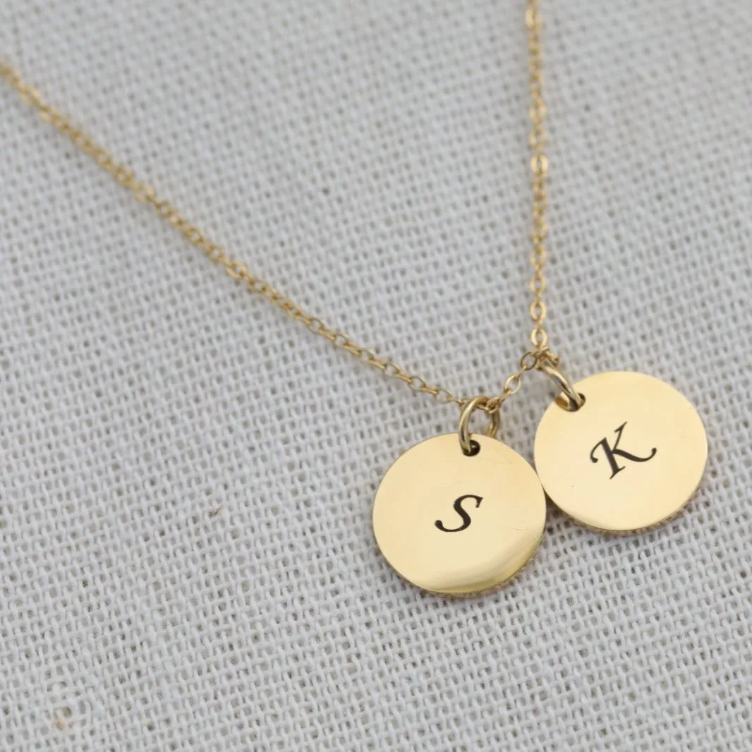 Custom Necklace | Personalized Discs Necklace | Engraved Necklace | Initial Necklace