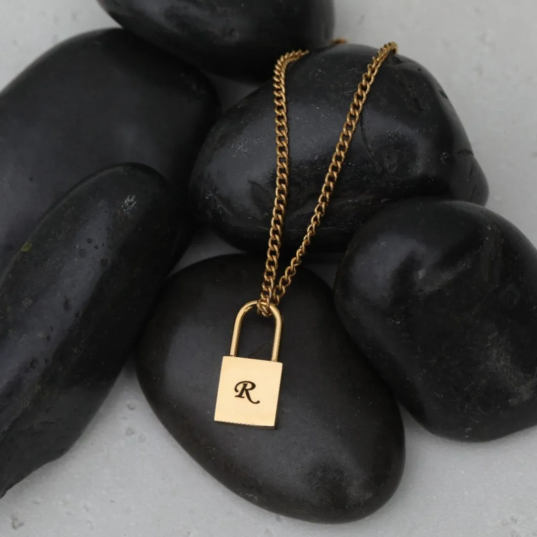 Custom Necklace | Personalized Lock Necklace | Engraved Necklace | Initial Necklace | Padlock Necklace