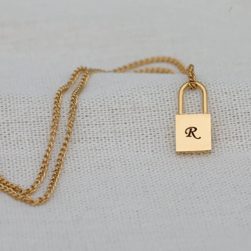 Custom Necklace | Personalized Lock Necklace | Engraved Necklace | Initial Necklace | Padlock Necklace