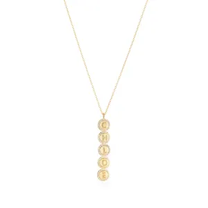 Diamond Pavé Personalized Disc Drop Necklace