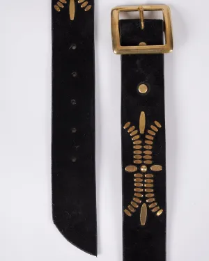 dominic belt - black suede brass artwork