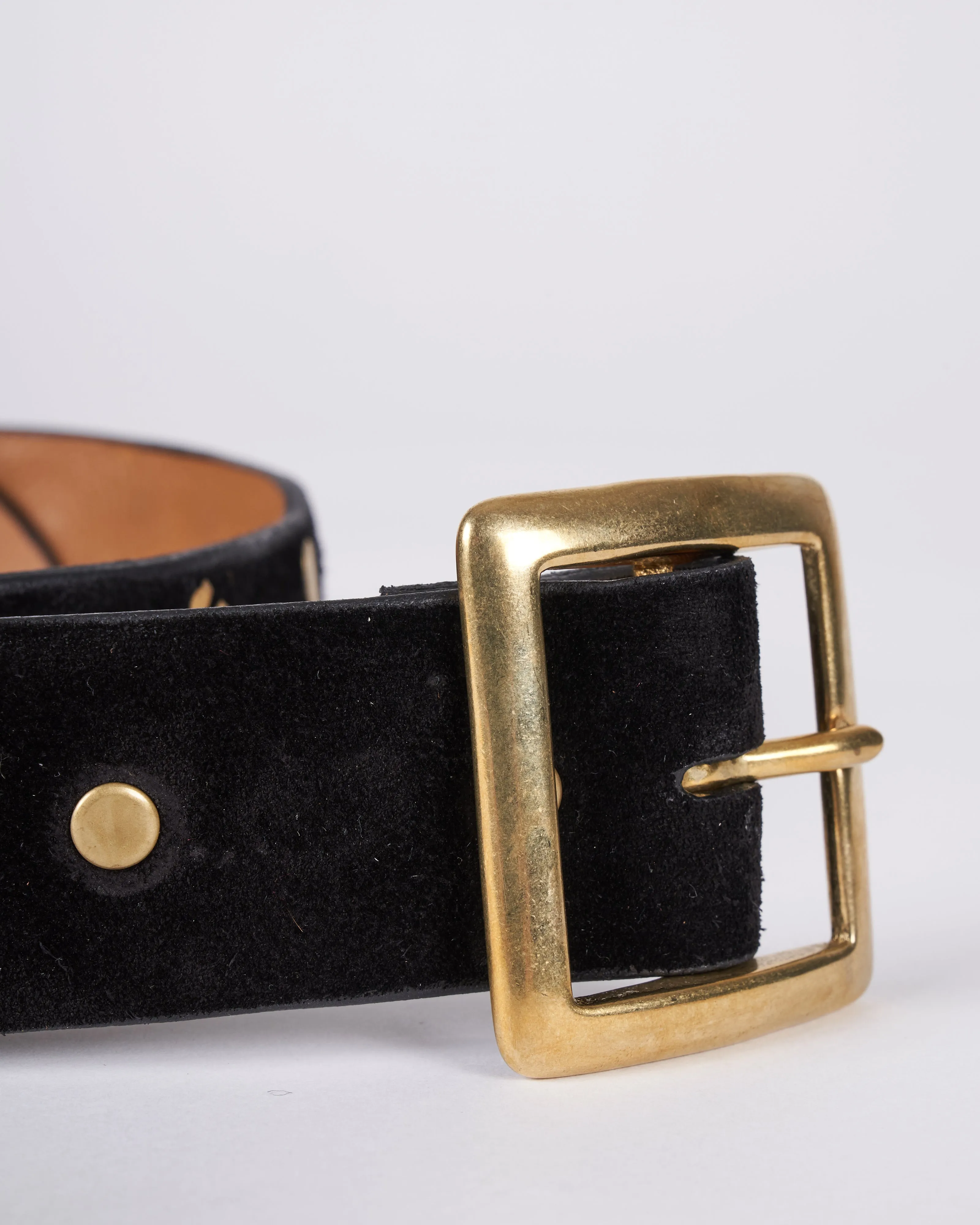 dominic belt - black suede brass artwork