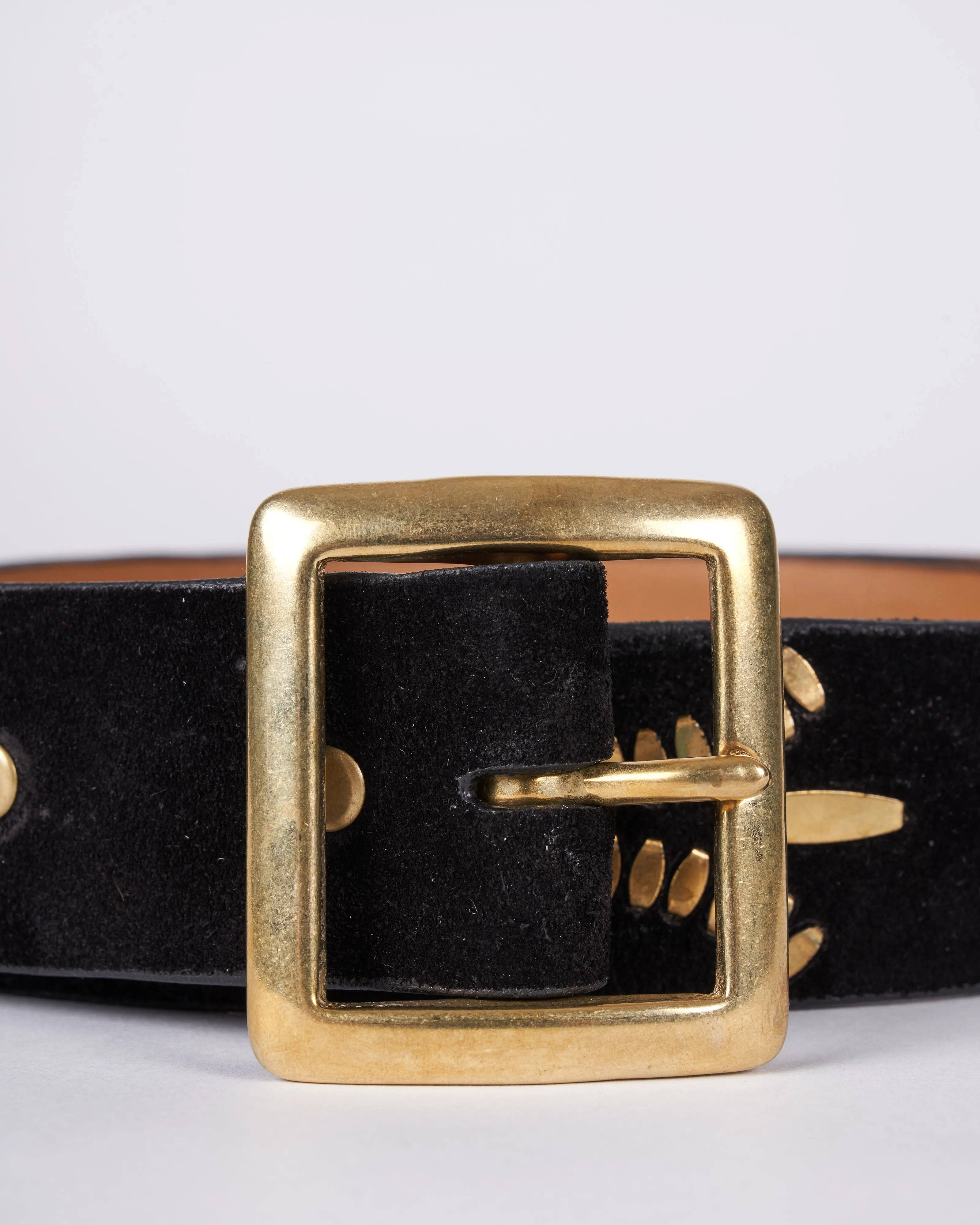 dominic belt - black suede brass artwork
