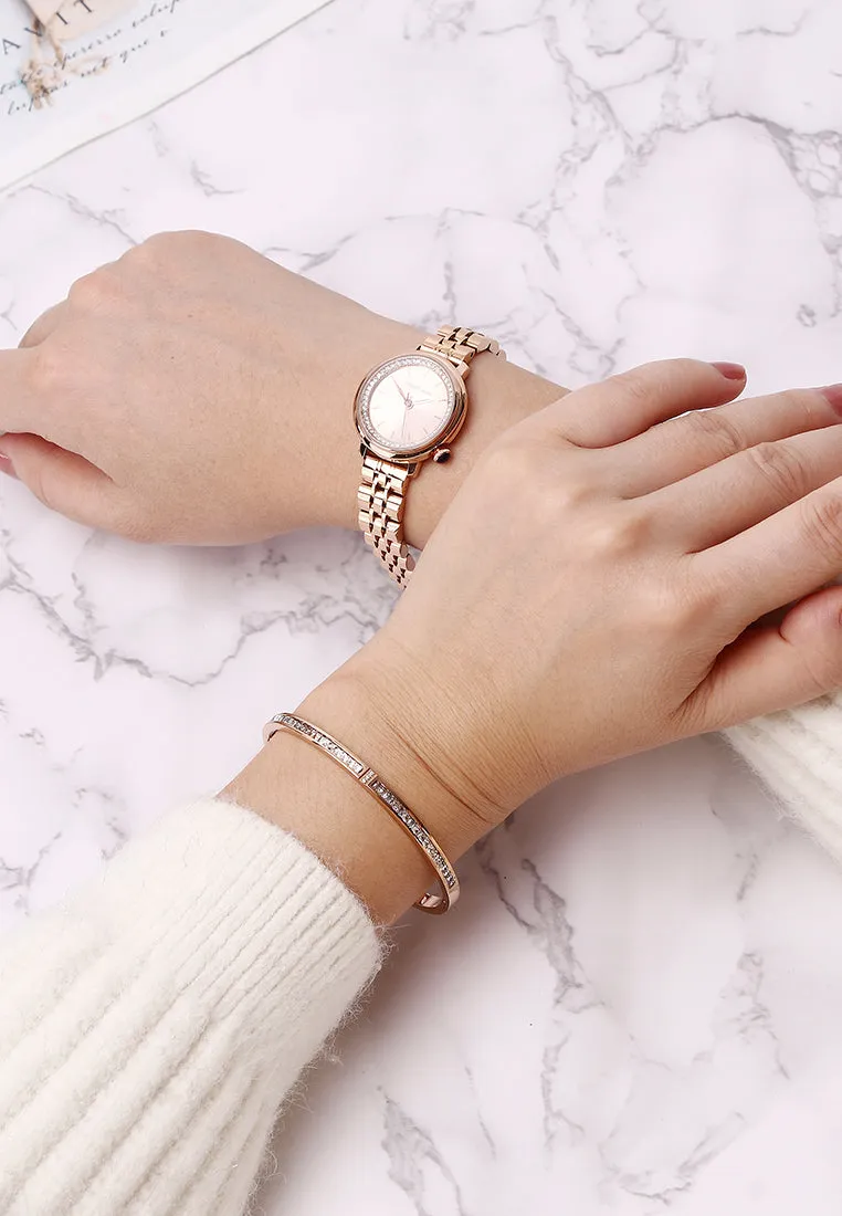 Ellysa Rose Gold Metal Watch Gift Set (Salmon)