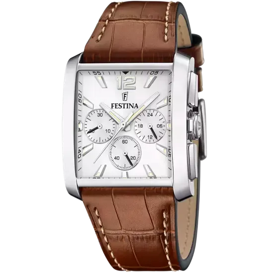 Festina Men's Premium Timepiece with Silver Dial and Brown Leather Strap - F20636/1