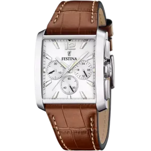 Festina Men's Premium Timepiece with Silver Dial and Brown Leather Strap - F20636/1