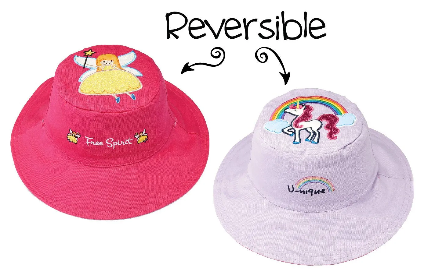 FlapJackKids - Reversible Kids' Sun Hat - Fairy / Unicorn
