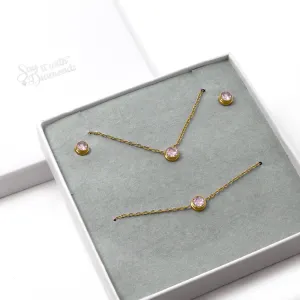 Forever Gift Set - Yellow Gold and Pink Stone