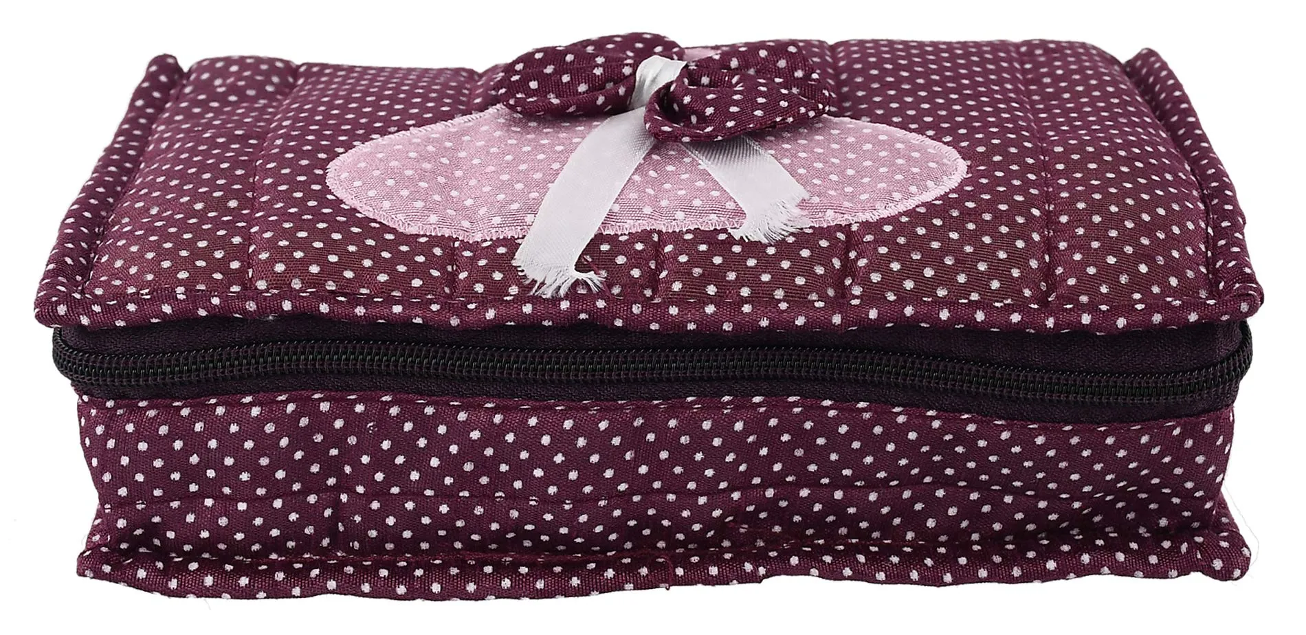 Fun Homes Cotton Multipurpose 7 Pocket Dot Printed Jewellery Storage Bag Pouch/Travel Kit Organizer (Purple & Gold)-Pack of 2-FHUNH15465