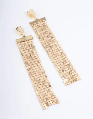 Gold Mesh Chain Statement Drop Earrings