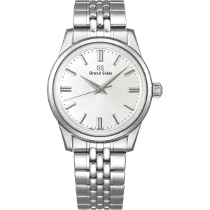 GRAND SEIKO ELEGANCE COLLECTION 37MM MANUAL WIND WATCH WITH SILVER STICK DIAL, SBGW305