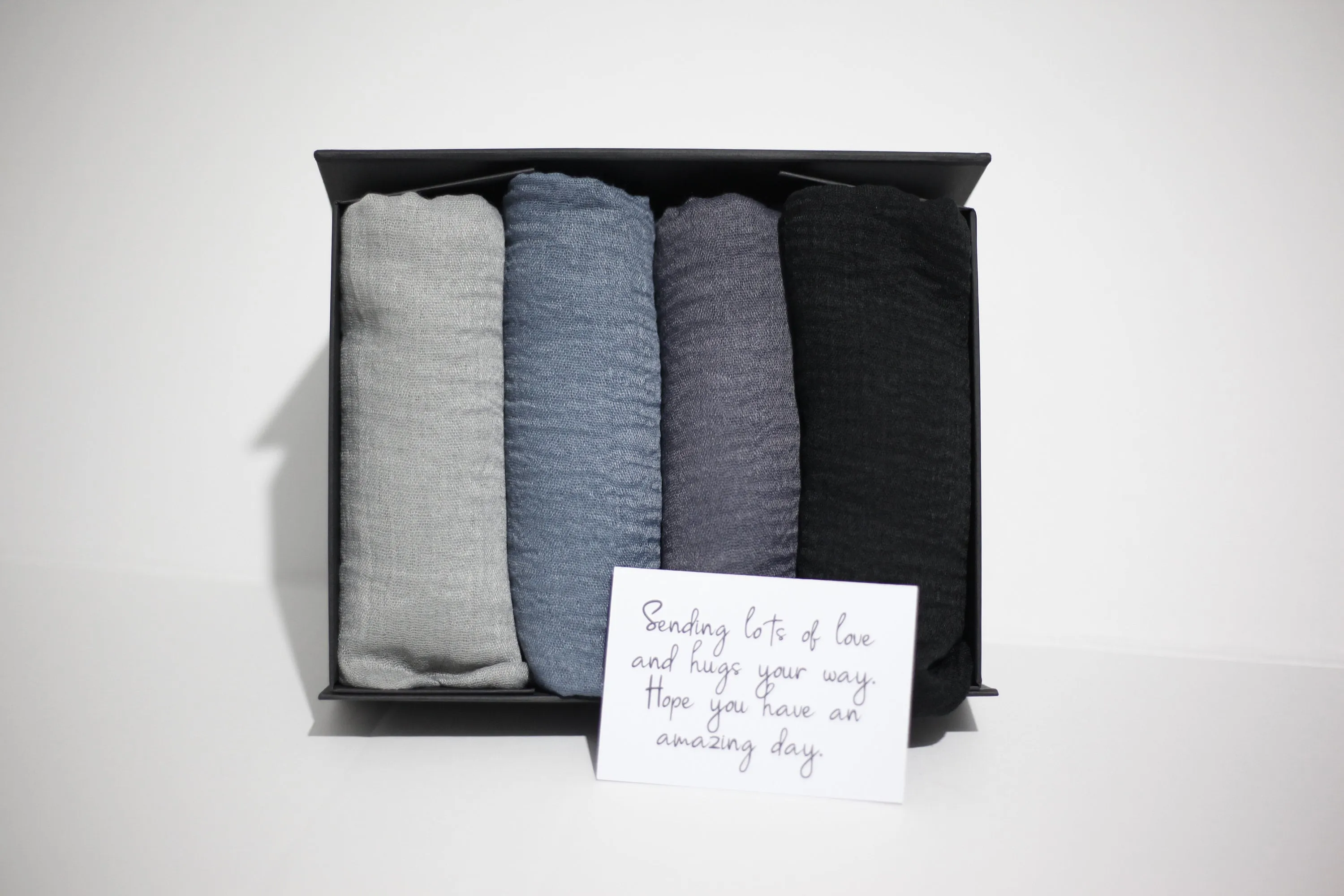 Grey,Black Winter colours scarf gift set, Gifts for her, Ladies Hijab set, Crinkle Cotton Hijabs, Cotton scarves for ladies, Christmas gift