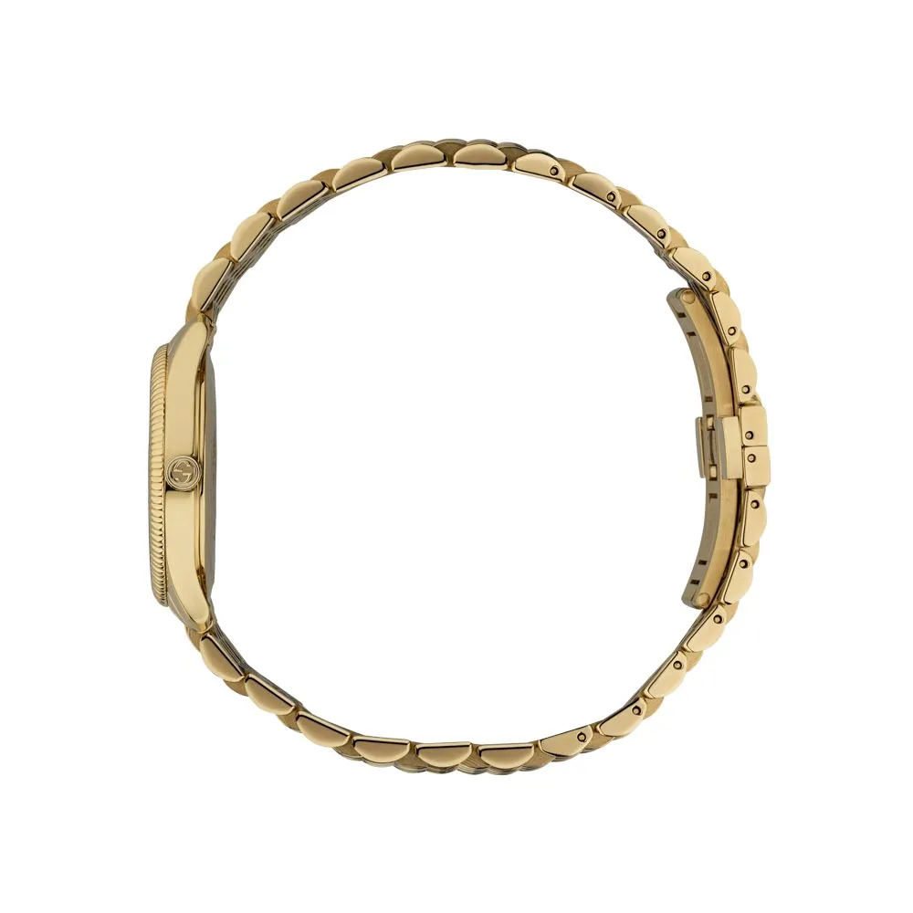 Gucci G-Timeless 29mm Silver Dial with Slim Bee Motif Steel & Gold PVD Bracelet Ladies Watch YA1265021