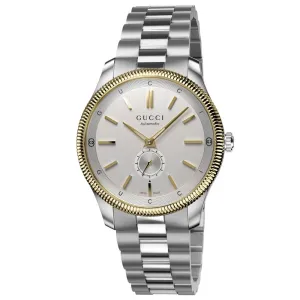 Gucci G-Timeless 40mm Silver Dial Gold Plated & Steel Automatic Gents Watch YA126390