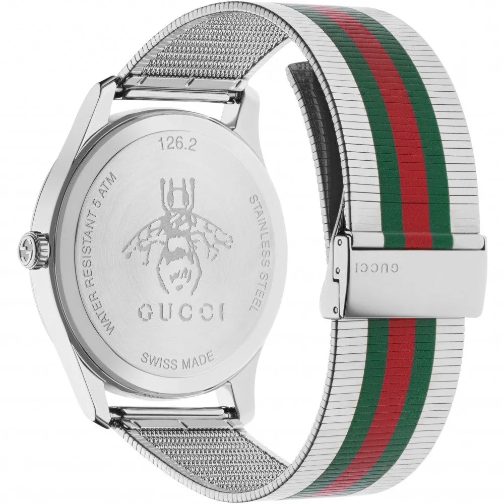 Gucci YA126284 G-Timeless Bee Stripe Mesh Band, 42mm Women Watches Lexor Miami