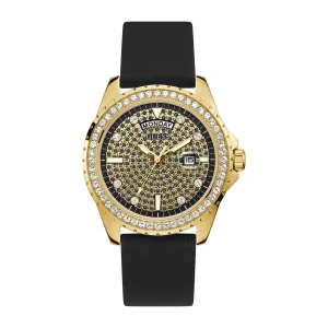 Guess Golden Dial Men Silicone Strap Analog Watch - GW0396G2