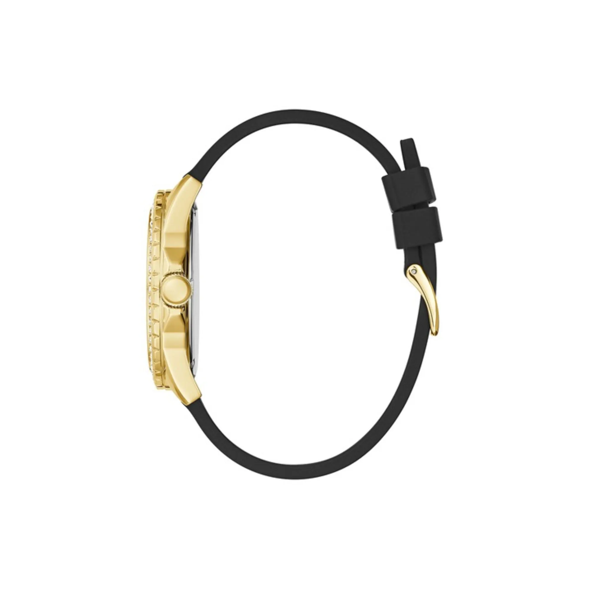 Guess Golden Dial Men Silicone Strap Analog Watch - GW0396G2