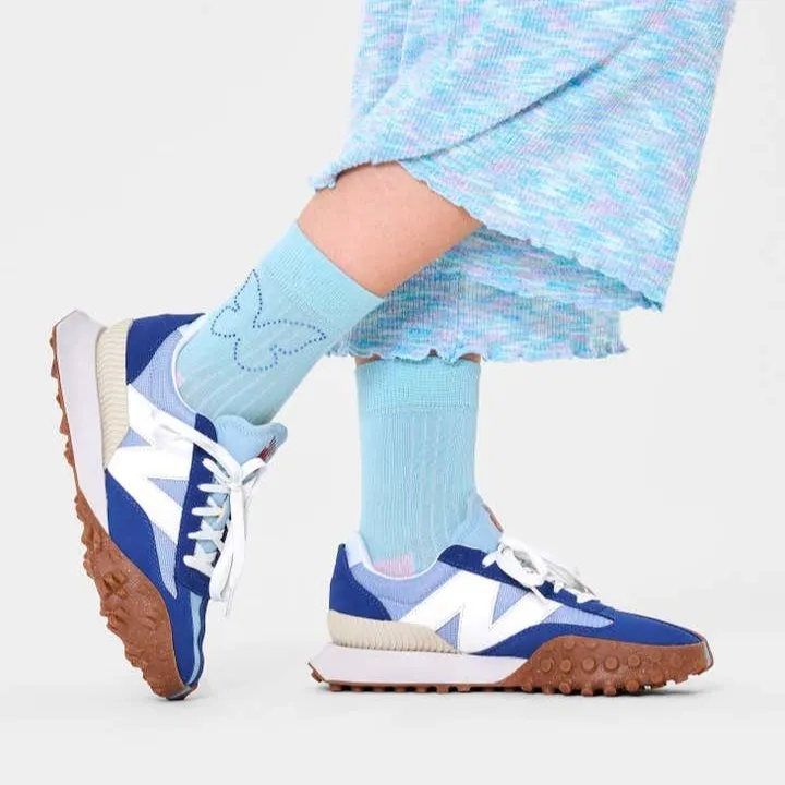 Happy Socks: 1/2 Crew Butterfly Rhinestone Blue SM