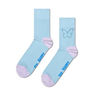 Happy Socks: 1/2 Crew Butterfly Rhinestone Blue SM