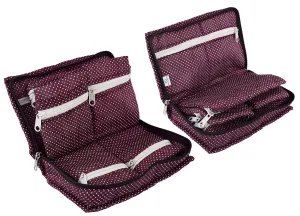 Heart Home Cotton Dot Printed Jewellery Pouch Cum Makeup Organiser Kit (Purple)-HHEART15428