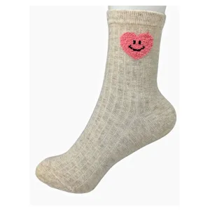 Heart Smiley Face Half Crew Socks