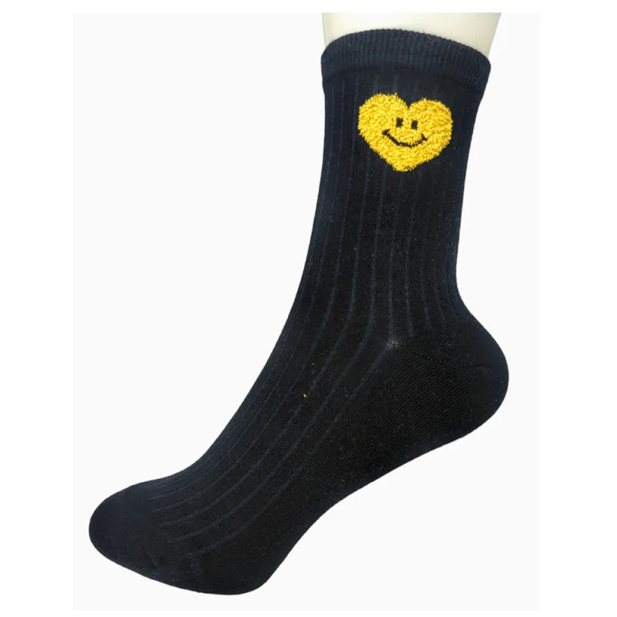 Heart Smiley Face Half Crew Socks