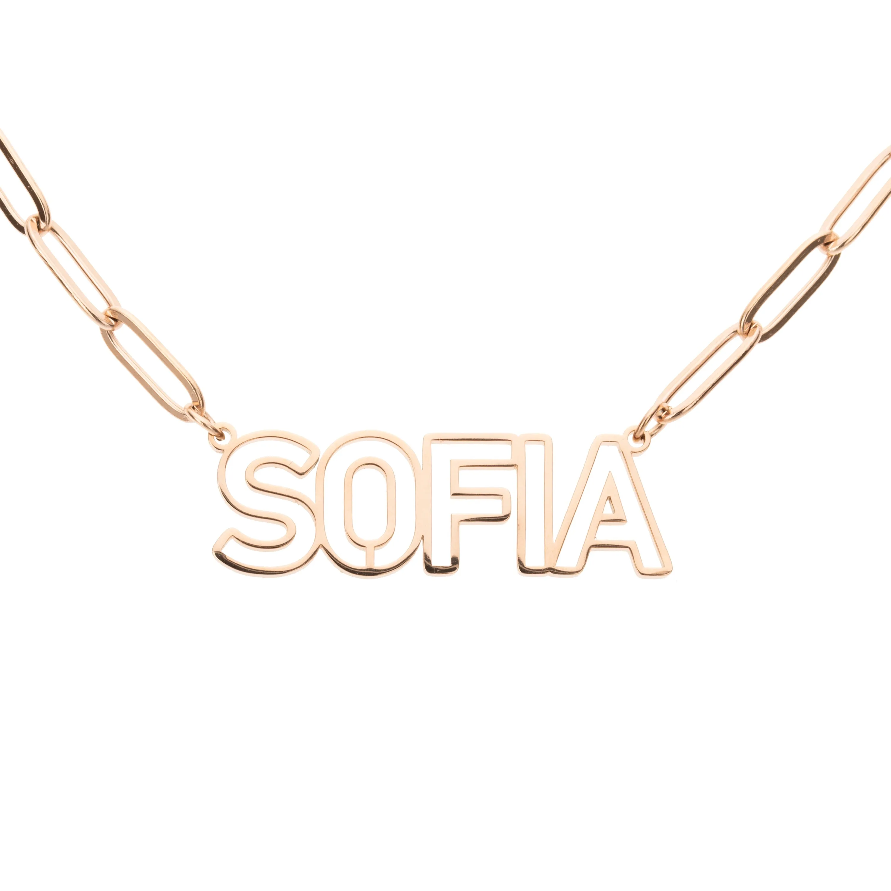 Hollowed Capital Letter Name Necklace