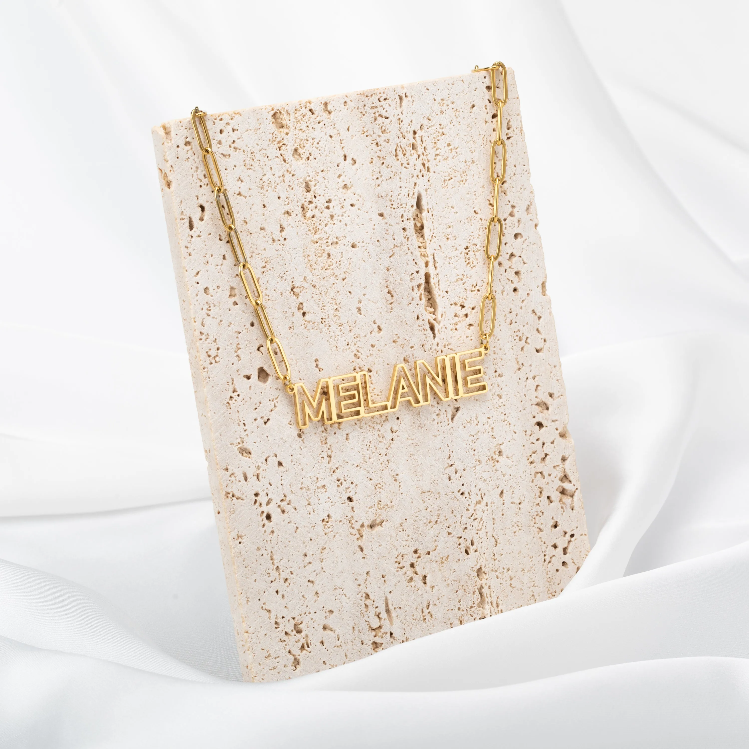Hollowed Capital Letter Name Necklace
