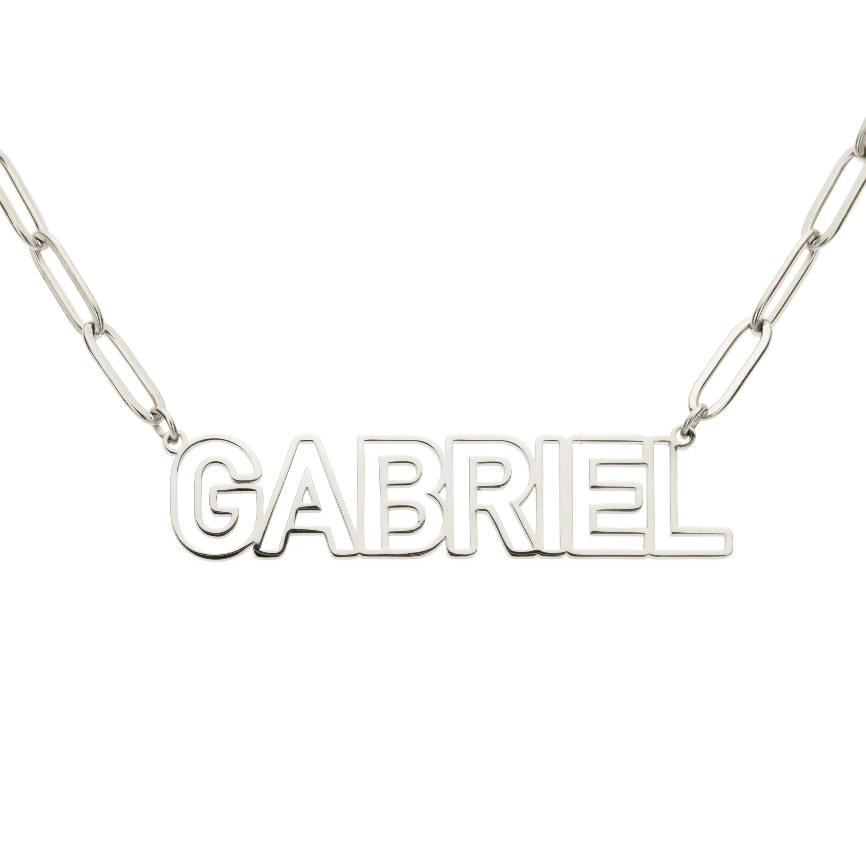 Hollowed Capital Letter Name Necklace