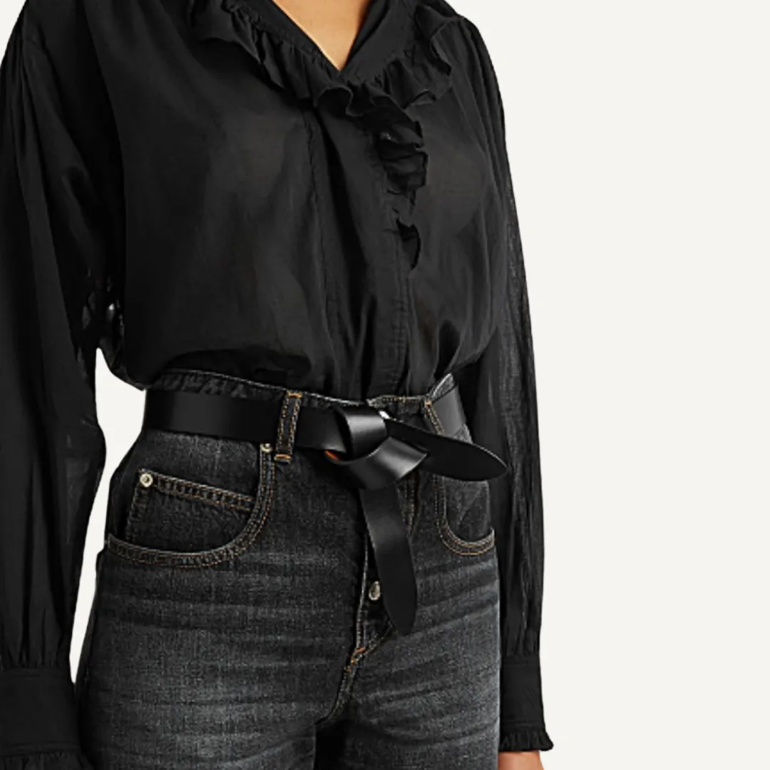 Isabel Marant Lecce Leather Belt - Black/Natural